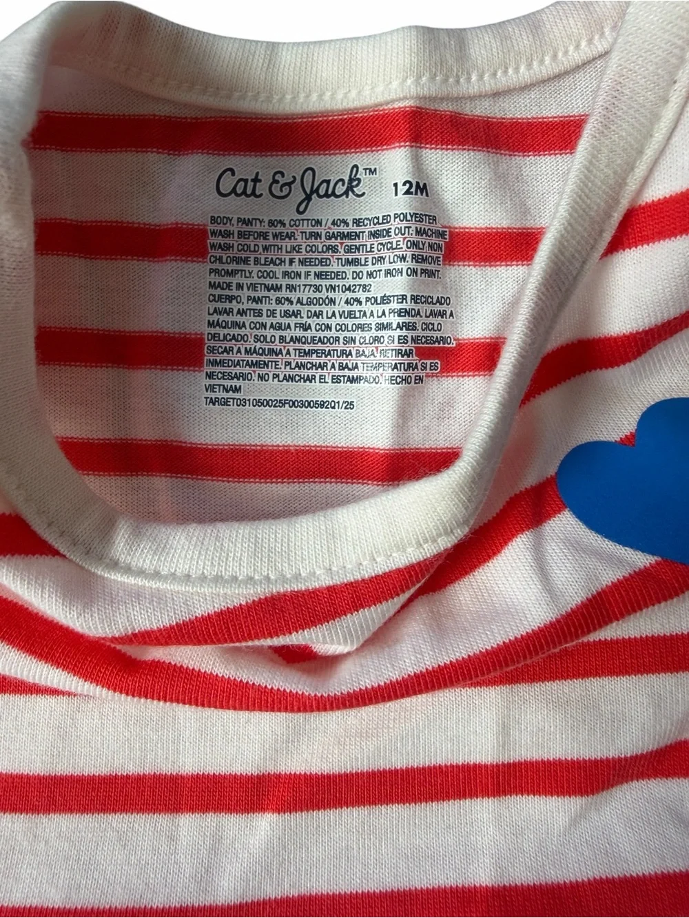 Cat & Jack Baby Girl 12M Red White Stripe Heart Dress Bloomers NWT